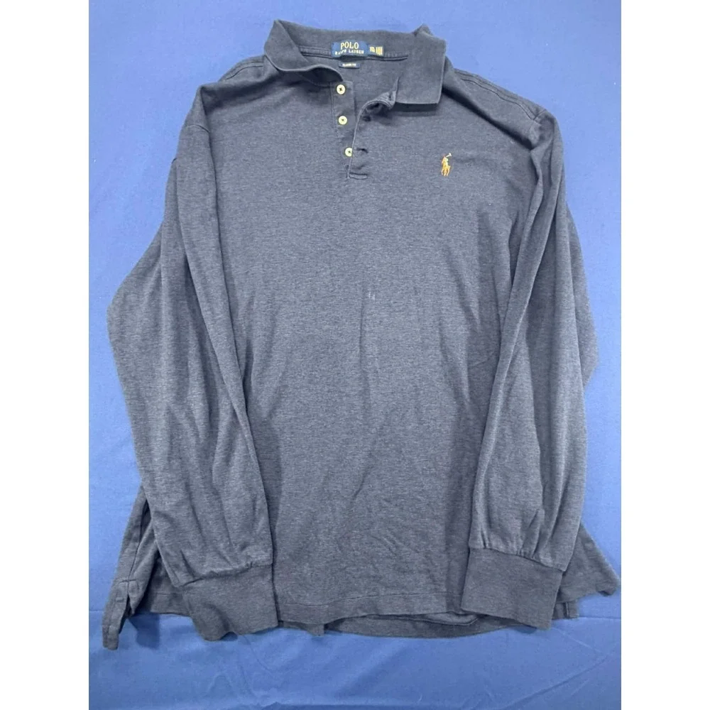 Polo Ralph Lauren Polo Shirt Classic Shirt‎ Long Sleeve Gray Small Pony 2XL
